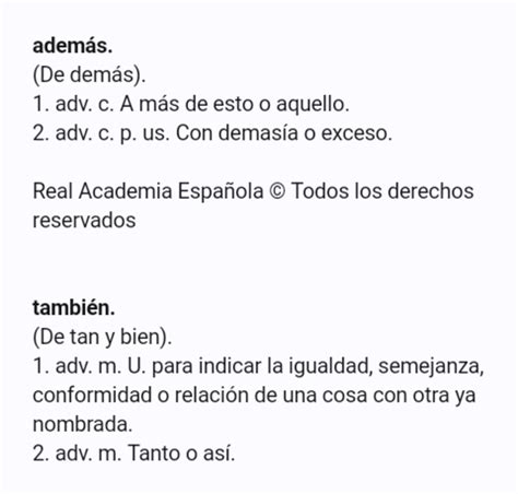 ademas meaning|difference between ademas and tambien.